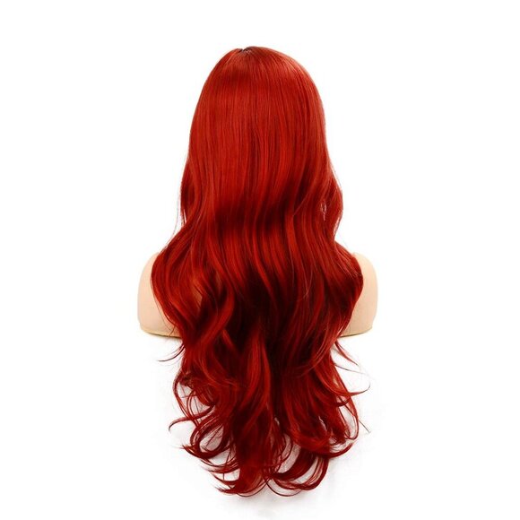 Long Curly Wavy Red Wigs for Women Side Part Natural Looking Cosplay Synthetic F - Picture 4 of 7